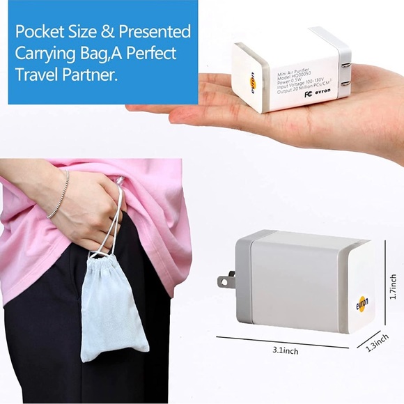 Evron Air Ionizers for Home,Negative Ion Plug In Filterless Folding Prongs - Picture 5 of 8